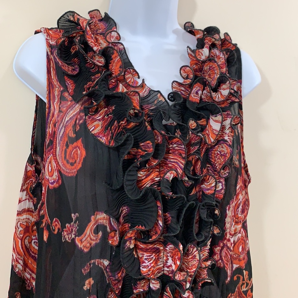 Sere Nade Front Ruffled Button Up Semi Sheer Shirt - Picture 6 of 9